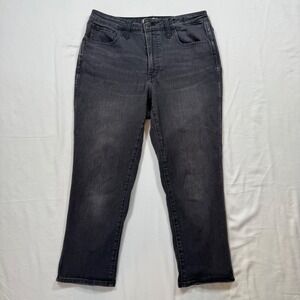 Classic Minimalist Madewell Faded Black Curvy High Rise Slim Straight Jeans 30P